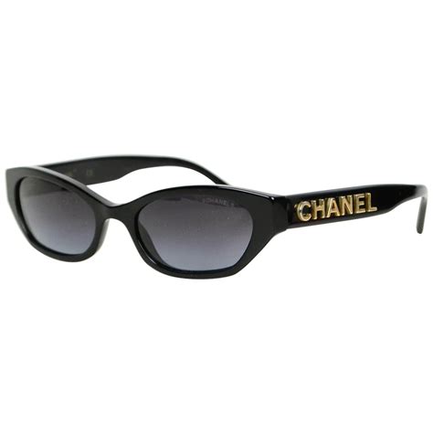 Chanel Black Rectangle Name Logo Sunglasses 